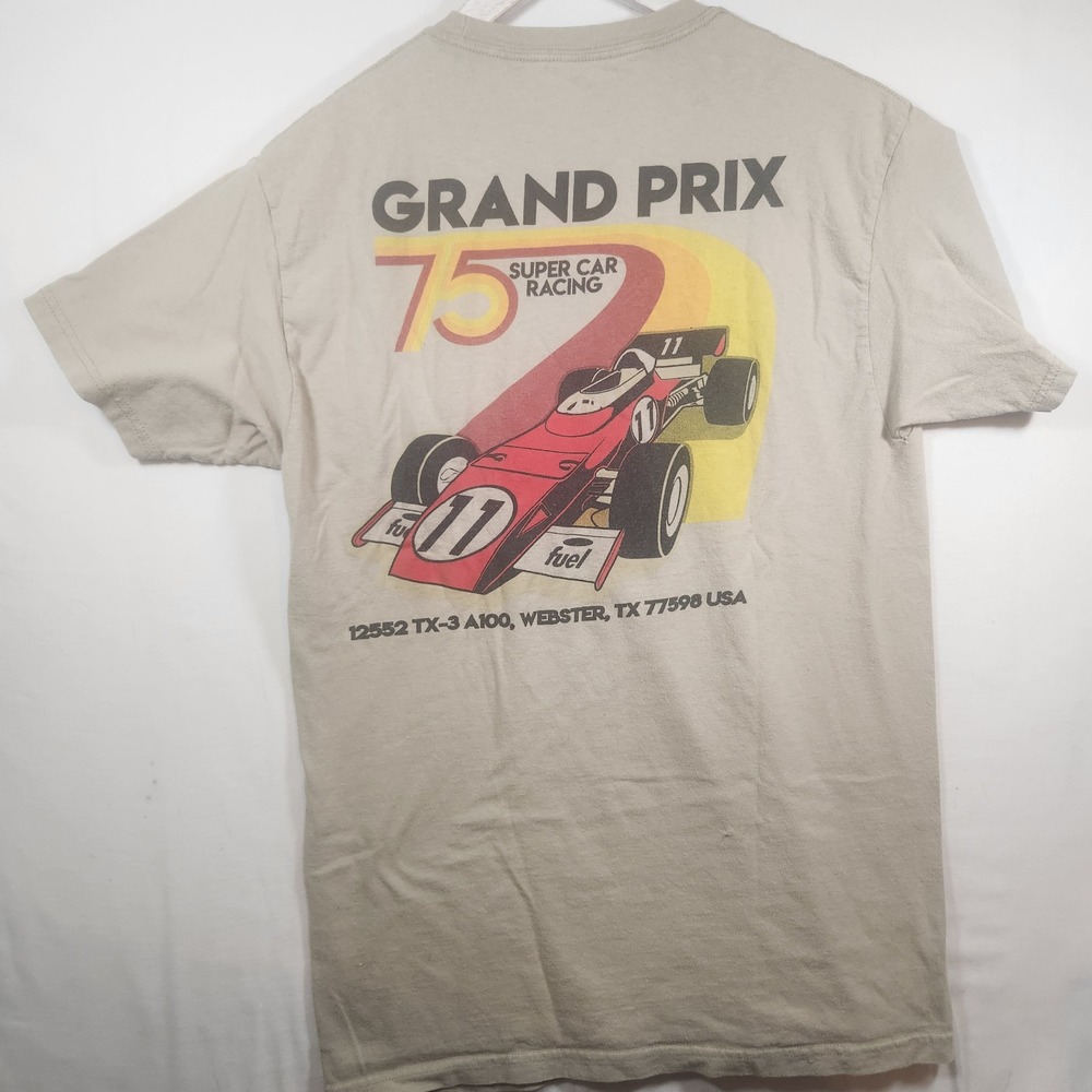 Call Your Mother Mens Grand Prix 75‎ Super Car Racing Graphic T-Shirt Tan Size M